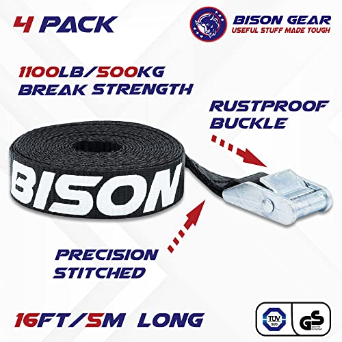 Premium Tie Down Straps - (Car Roof Rack Straps for Surfboard Kayak or Cargo Lashing) 16ft Heavy Duty Cam Straps with Buckles - 4 Pack - view 2