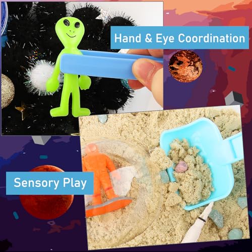 Space Themed Sensory Bin Filler,Planet Toys for Kids, Universe Solar System for Autistic Children, Space Astronauts Sensory Toys for Toddlers with 9 Planets, Sand, 3 Tools and More - view 5