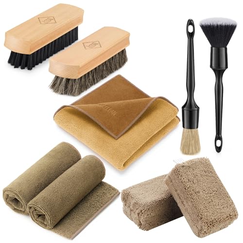 Car Interior Detailing Kit, Leather Cleaner Brush Set, 9PCS