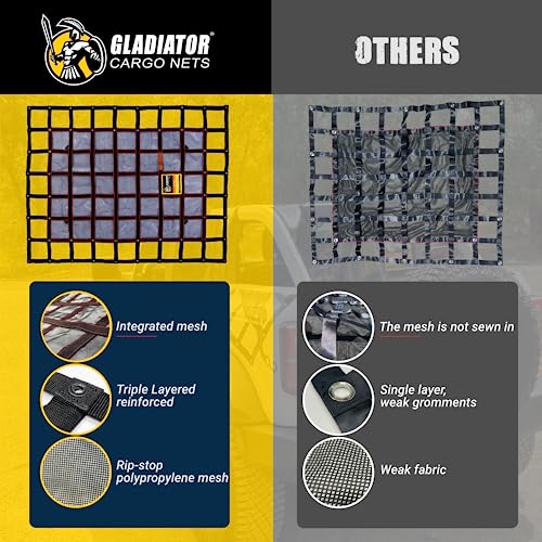 Heavy Duty Cargo Net-(WLL): 1,500 lbs - TruckAccessory - Cargo Carrier - Truck Organizer -Truck Bed Cover-Trailer-Pickup-Boat-Jeep-SUV-5ft Bed (SGN-100) 4.75' x 6' ft. - view 6