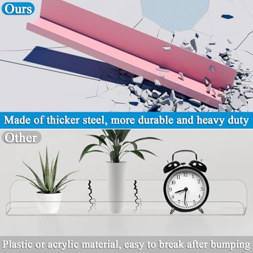 2-Pack Metal Magnetic Book Shelf: Modern Industrial Style, 2 Shelves with 2 Pen Holders, 10 lbs Capacity, Magnetic Shelf for Whiteboard, Classroom & Office Book File Display Rack (Pink) - view 5