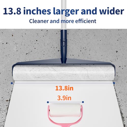 13.8in Large Big XL Jumbo Lint Roller for Floor with Long Handle, Mega Sticky Rollers Pet Hair Remover for Carpet, Bed,Couch，Furniture, Walls, Bathroom & Hair Collector Cleaner with Dog Cat Fur - view 3