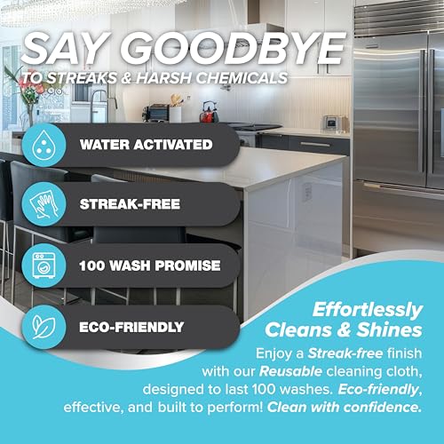 Streakless Microfiber Eco Cleaning Cloth Set - Effortlessly Cleans Stainless, Glass & Stone With Only Water - 3 Pack Set - view 2