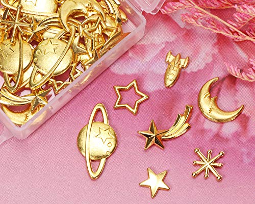 Cosmos Themed Resin Fillers Charms Beads 42Pcs Gold Alloy Star Moon Planet Filling Accessories for Epoxy Resin Craft Jewelry Making - view 3
