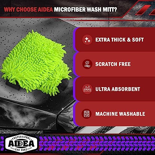 Car Wash Mitt Microfiber-2PK, Car Wash Brush, Green, 7.12''X10.14'' - view 3