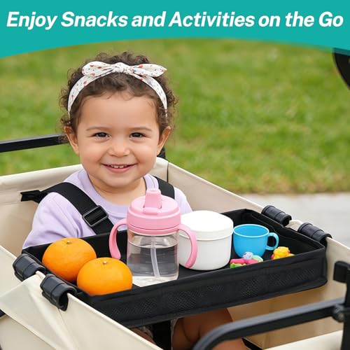 Stroller Snack Tray Attachment, Universal Stroller Organizer for Cargo Management, Non-Slip Multi-Purpose Caddy, Durable & Easy-Clean, Foldable Design for Travel, Small Size 7.5" x 15" (1-Pack) - view 3
