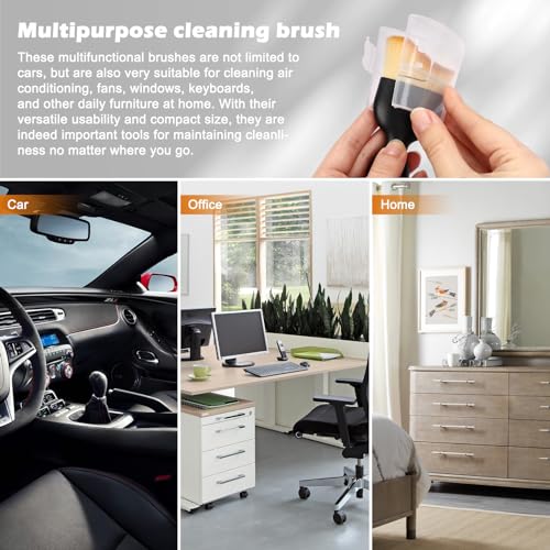 Car Interior Detailing Brush, 2PCS Car Interior Cleaning Soft Brush, Curved Design Car Cleaning Brush Dust Collectors, Car Interior Cleaning Tool Brush with Cover - view 6