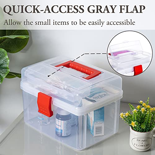 10 Inch Clear First Aid Bin with Tray & Quick Access Lid, Red - view 2