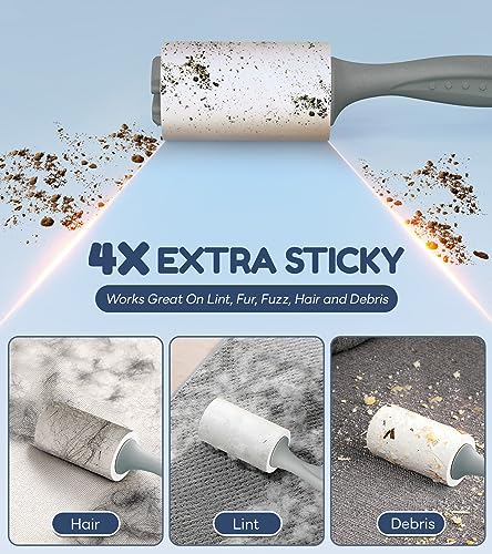 4X Extra Sticky Lint Roller for Pet Hair, Lint Rollers 315 Sheets Mega Value Set, Pet Hair Remover with 3 Upgraded Handle 3 Rollers, Portable Lint Remover for Clothes, Furniture, Dog & Cat Hair - view 2