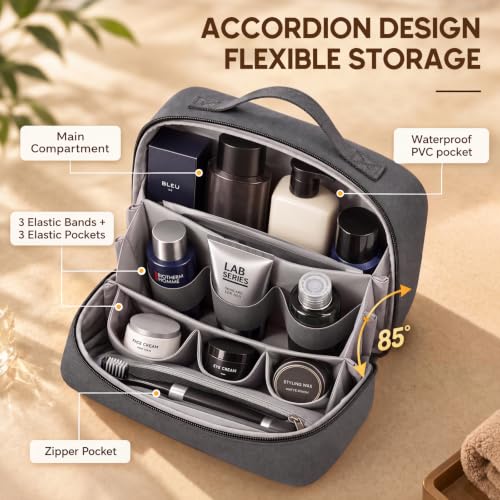 Birthday Gifts for Women Men,Travel Essentials Toiletry Bag Kit Case- Grey - view 3