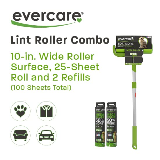 Pet Mega Lint Roller Value Pack, Manual Plastic Handle with Adhesive Sheets and 2 Refills, 50 Sheets Each, Hair Remover for Clothing and Furniture - view 3