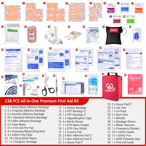 First Aid Kit with Rapid-Response Labeled Compartments, Compact Waterproof Emergency Kit with Molle Straps for Car, Camping, Home, Hiking, Travel - view 4