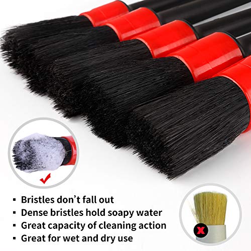 Detailing Brush Set - 10 Pcs Detail Brushes Car Detailing, Auto Boar Hair Car Detailing Kit for Cleaning Interior Exterior - Vehicles Wheels Leather Engine Dashboard - view 2