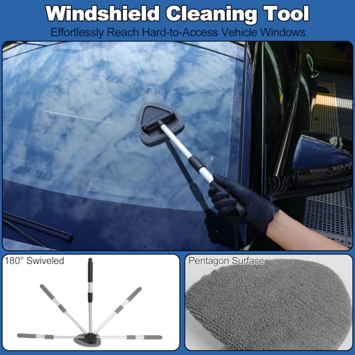 Windshield Cleaner Tool, 14Pcs Car Interior Cleaning Kit - Car Detailing Kit Interior Cleaner, Car Detailing Brushes, Car Duster Brush, All-in-One Inside Car Cleaning Supplies for Women Men - view 3