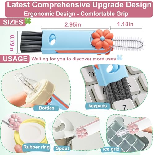 Cup Lid Gap Cleaning Brush, 3 in 1 Cup Lid Brush, Multifunctional Water Bottle Cleaning Brush, Home Kitchen Crevice Brush Tools for Tiny Cup Lid Detail, Bottle Tight Spaces Cup(3 PCS) - view 4