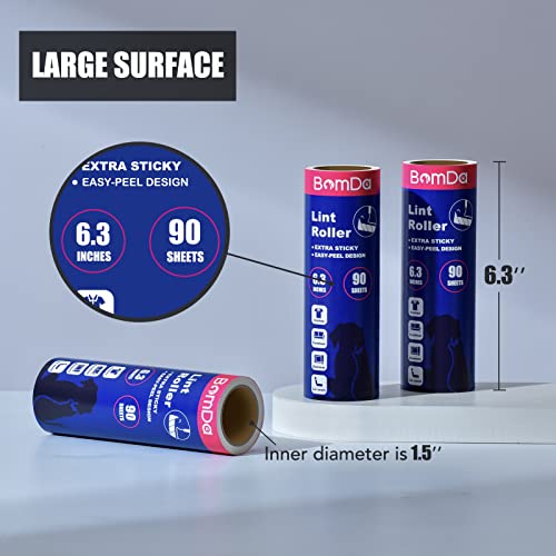 Extra Sticky Large Surface Lint Roller, 6.3''Wide Roller for Pet Hair - view 2