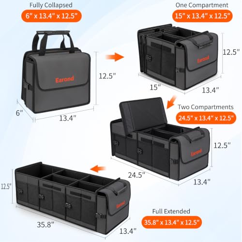 Large Trunk Organizer with Portable Leakproof Cooler Bag,Foldable Cover,Adjustable Securing Straps,Collapsible Trunk Organizer for Suv Car Truck Sedan (4-in-1 with Cooler) - view 2