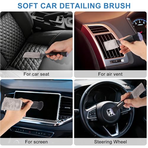 Car Detailing Brush Kit with Detail Brushes,Car Interior Detailing Brushe,Car Dust Brush,Cleaning Gel,Car Interior Cleaning Tool for Truck SUV Car Accessories - view 4