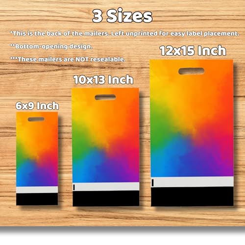 Rainbow Poly Mailers with Handle, 10x13, 100 Pack, Thank You Bags - view 5