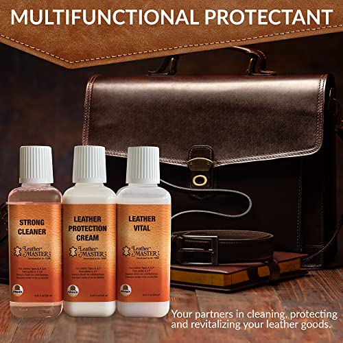 Strong Leather Care Bundle - 250 ml Exceptional Leather Care Stain Remover, Protector and Polish Kit. Made to Clean Leather Accessories, Auto Detailing, Furniture, Handbags and Shoes - view 2