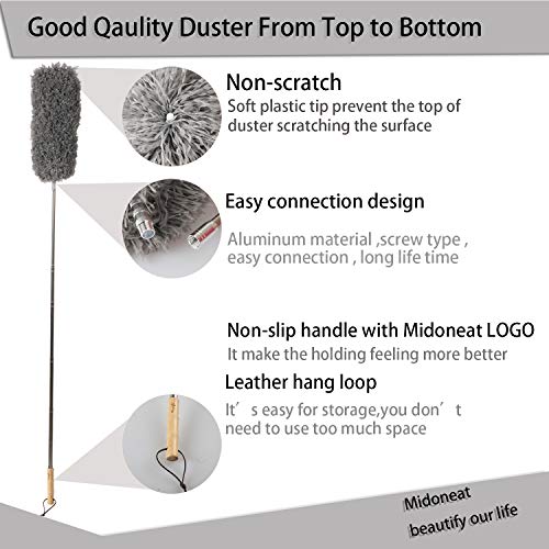 Lambswool and Microfiber Duster, 2 Counts, Long Reach/Extendable Duster Up to 86" for Cleaning High Ceiling Fan, Interior Roof, Cobweb, Keyboard, Furniture - view 3