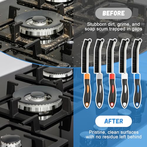 Colourful Crevice Cleaning Brushes for Bathroom, Kitchen and Window, 5 Pack - view 6