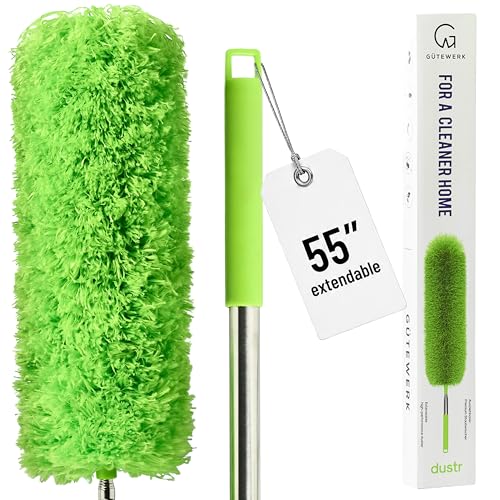 Extendable Microfiber Duster, 360° Bendable Head, 55 Inch Green