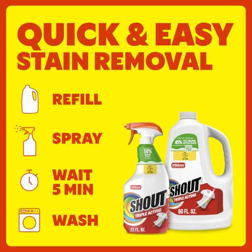 Shout Triple Acting Laundry Stain Remover Spray Refill, 60oz, (1-Pack) - view 7