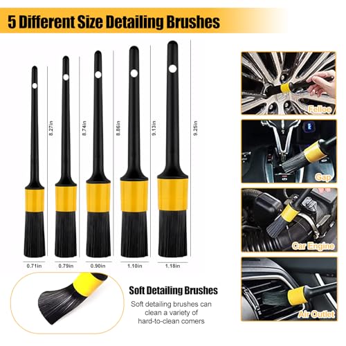 Car Wash Brush with Long Handle, 55 inch Car Wash Mop Car Wash Kit Mitt Retractable Bent Pole Car Wash Brush for Cars RV Truck Boat - view 4