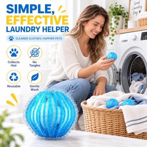 Pet Hair Remover for Laundry - 12 PCS Reusable Cat & Dog Laundry Hair Catcher for Washing Machine and Dryer, Laundry Lint Remover for Clothes, Bedding, Towels & Pet Blankets - view 4