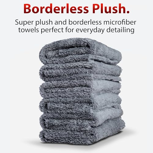 Adam's Borderless Grey Microfiber Towel (6pk) - Premium Ultra Soft Car Detailng Towel Cloths, 480gsm - Safe for Car Wash, Home Cleaning & Pet Drying Cloths (16 Inch x 16 Inch) - view 2