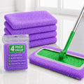 4 Pack Reusable Mop Pads Compatible with Swiffer Sweeper, Washable Microfiber Replacement Refills for Wet & Dry Floor Cleaning, Durable Mopping Cloths for Hardwood, Tile & Laminate (Purple)