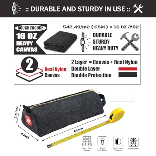 Rough Enough Waxed Canvas Small Tool Pouch Bag, Black - view 3