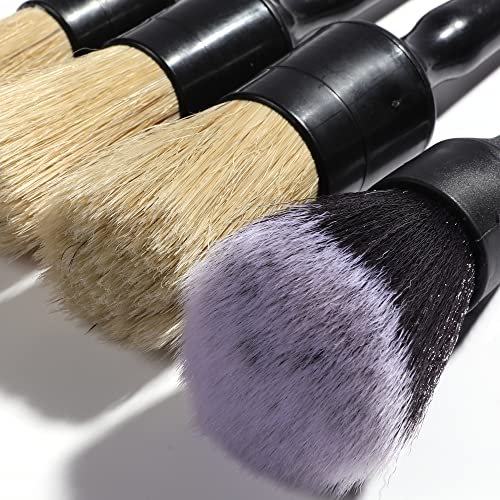 Car Detailing Brush Soft Boars Hair, 4PCS Auto Detail Dust Brushes, Perfect for Washing Dusting Automotive Interior Upholstery Interior Emblems, Air Vent, Vehicle Seat, Cleaning Exterior Grille Wheel - view 2