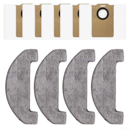 9Pcs Mop Cloths & Dust Bags For Uninell UR3 Robot Vacuum Cleaner Accessories, 4Pcs Microfiber Mop Pads, 5Pcs Debris Trap Vacuum Bags, Robot Floor for Cleaning Kit
