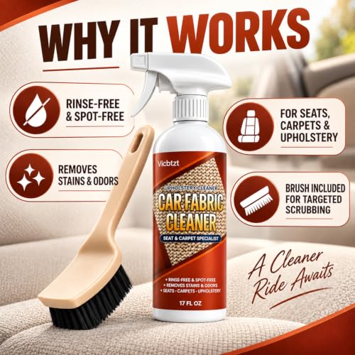 Car Seat & Carpet Cleaner Spray, Upholstery Stain Remover Kit with Brush - view 3