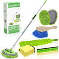 62'' Car Wash Brush with Long Handle Chenille Microfiber Car Wash Mop Mitt Kit Car Detailing Brush Cleaning Kit Window Squeegee Car Duster Drying Towels Tire Brush for Cars RV Truck Boat