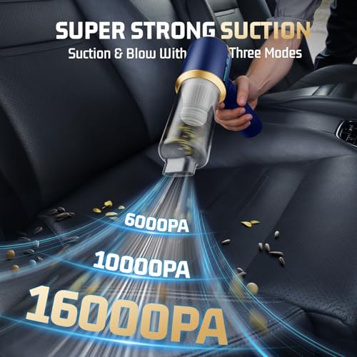 Cordless Handheld Car Vacuum Cleaner: 7-in-1 & 16000Pa Suction - Aqua Blue - view 4