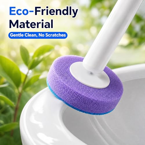 2 Pack Disposable Toilet Brush Set with Caddy, 2 Handles, 28 Refills - view 6