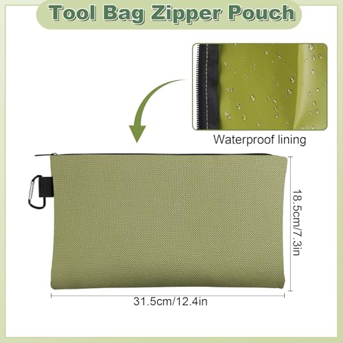 Tool Bag Zipper Pouch, 12.4×7.3 Inch Premium Tool Pouch with Carabiner, Utility Multipurpose Storage Organizer Bag for Tools, Stationery, Small Items (2 pack) - view 2