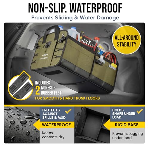 Car Trunk Organizer, Covering Net, Collapsible, Foldable, Military Green - view 5