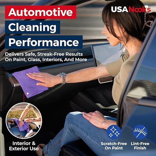 Premium 300GSM Microfiber Cleaning Cloth - 12.5"x12.5" High Performance - 1200 Washes, Ultra Absorbent Microfiber Towels for Cars Undercarriage, Rims & Engine Bay Cleaning - Microfiber Cloth - view 5