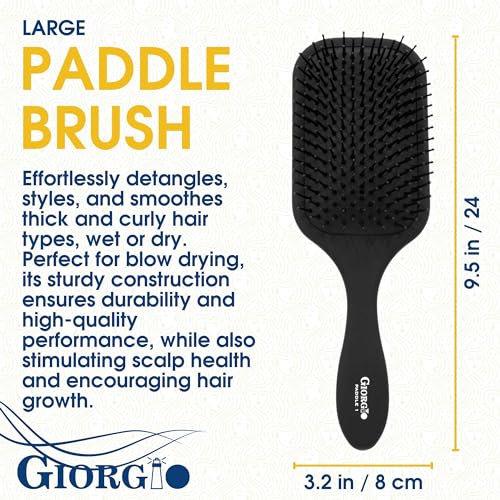 Detangling Paddle Brush - Large Air Cushion Paddle Brush with Ball Tip Tourmaline Bristles - Anti Static Hair Care Tool for Men and Women, Wet or Dry - Black - view 2