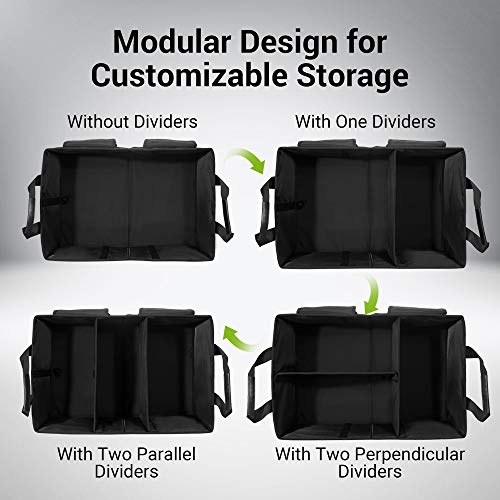 Car Trunk Organizer with Lid, Collapsible Car Storage Organizer with Reinforced Leather Handles, Non-Slip Bottom, Trunk Organizer for SUV, Van, Jeep (Black with Strap, Extra Large) - view 6