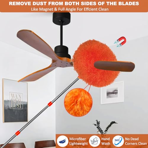 20 Ft+ High Reach Cleaning Tool Kit - Microfiber Feather Ceiling Fan Duster & Cobweb Duster with 3-14 ft Spliceable Pole Duster for Cleaning Fan, Spider Web, Ceiling, Blinds, Furniture Clean - view 4