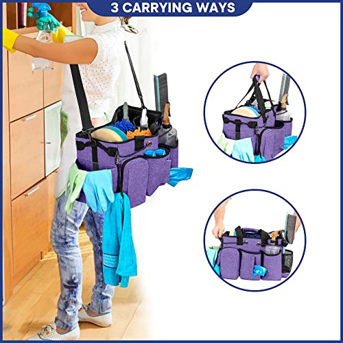 Large Professional Cleaning Caddy with Detachable Divider, Purple - view 3