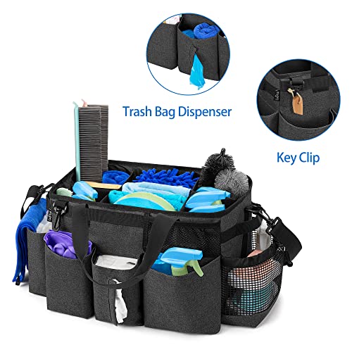 Wearable Cleaning Caddy Bag with 4 Foldable Dividers, Black - view 4