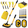 Car Wash Brush with Long Handle, 55 inch Car Wash Mop Car Wash Kit Mitt Retractable Bent Pole Car Wash Brush for Cars RV Truck Boat