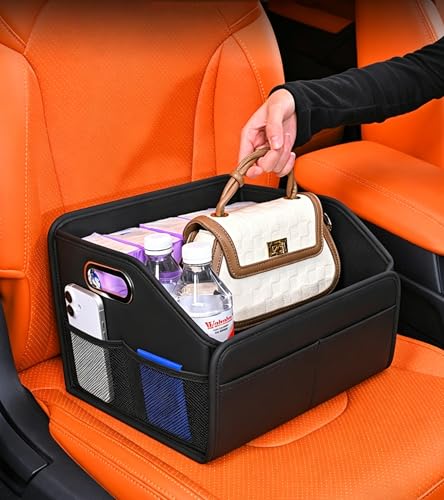 Car Trunk Organizers Small PU Leather，Car Basket for Organizers and Storage，Car Caddy Collapsible Multi Compartment Container Box - view 4
