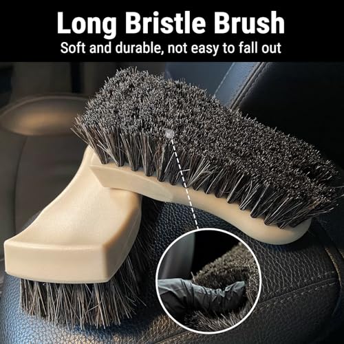 Long Bristle Horse Hair Brush for Leather Car Interiors, Brown - view 3